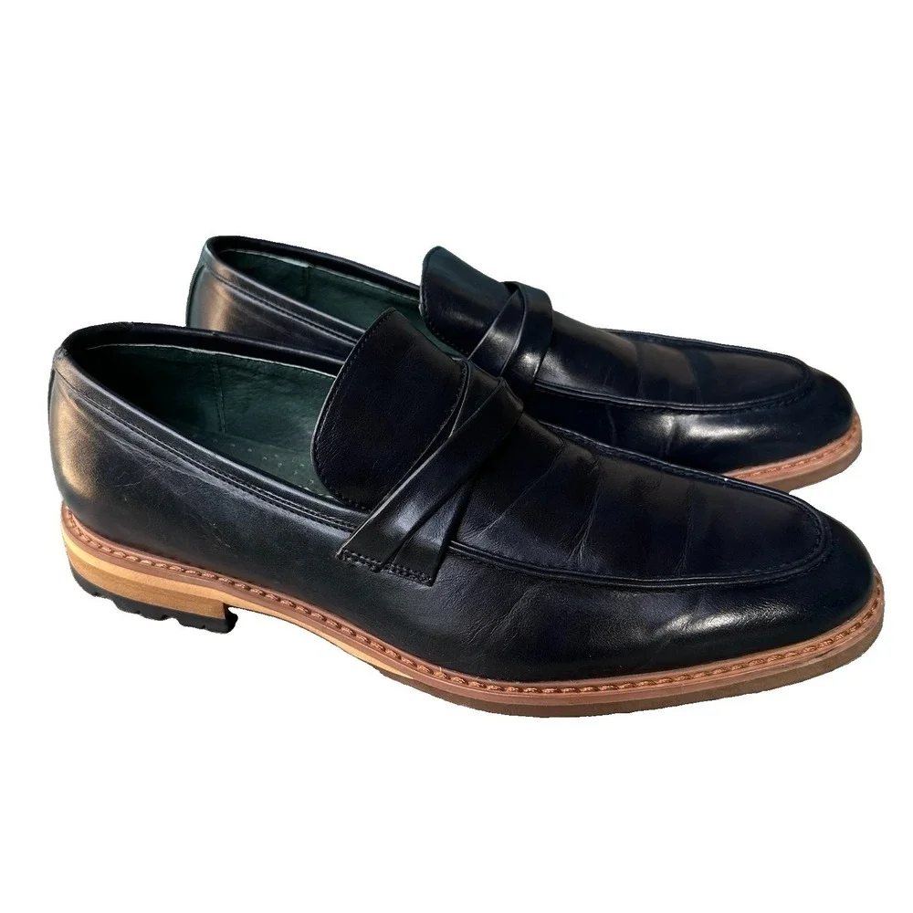 Todd Welsh  Pablo Loafer Dress Shoes Men's Size 10D US Navy Blue Leather 72652